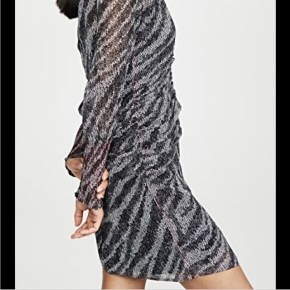 Rag and bone silk turtleneck long sleeve rushed bottom back zipper mini dress - Picture 1 of 16